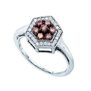   Chocolate .05 Cts Diamond 10k White Gold Anniversary Ring: Jewelry