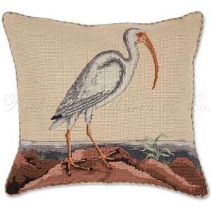  American Ibis Bird Needlepoint Pillow