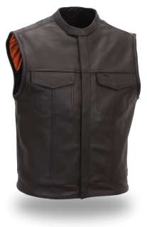 Mens SOA Leather Vest w/ 2 Inside Leather Drop Pockets FIM640CSL 