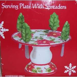  Christmas Poinsettia and Holly Pattern Serving Plate with Cheese 