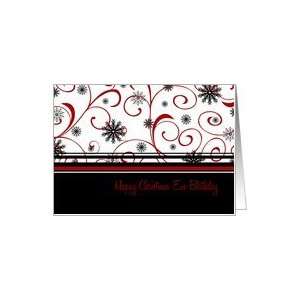 Christmas Eve Happy Birthday Card   Red, Black & White Snowflakes Card