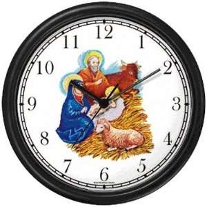  Nativity Scene in Manger Christian Theme Wall Clock by 