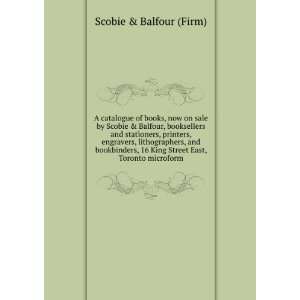 catalogue of books, now on sale by Scobie & Balfour, booksellers 