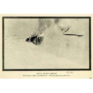  1914 Print Alaska Railroad Snow Plow Machine Removal 