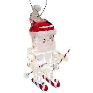  Snow Skiing Santa Claus Glittery Christmas Ornament: Home 