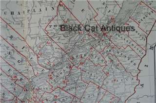 1898 RAILWAY Map of QUEBEC 26 X 19 in. Original Antique Rand McNally 