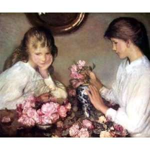  Two Girls Arranging Roses    Print