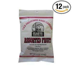 Claeys Assorted Fruit Drops, 6 Ounce Packages (Pack of 12)  