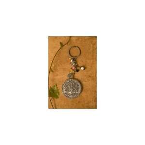  Metal Circle Key Chain Stamped with Love Life & Tree 
