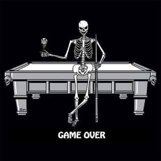 GAME OVER SKELETON POOL TABLE PLAYER SWEATSHIRT T SHIRT  