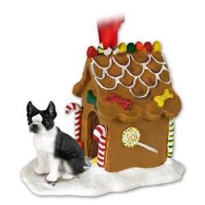    Boston Terrier Ginger Bread Dog House Ornament