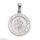14k WHITE Gold Saint St Christopher Charm Medal 1.9 grm  