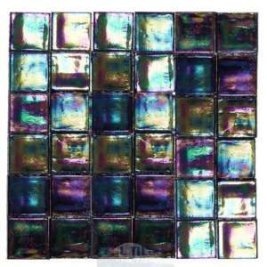  Stained glass 2 glass tiles in black luminous film faced 