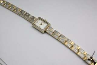 New Elgin Women Crystallized Bracelet Gold Dress Watch 17mm x 22mm 