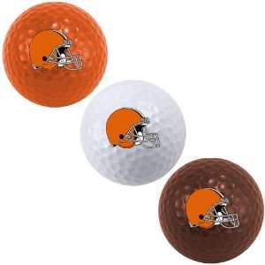  Cleveland Browns 3 Pack Team Color Golf Balls   Sports 