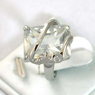 r7047 Size 6.5 Bridal White Square Gemstone 18K GP Diamante Zircon 