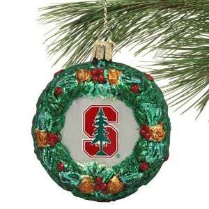  NCAA Stanford Cardinal Glass Wreath Ornament: Home 