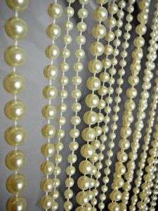 Cream Faux Crystal Pearls Beads Curtain Drop  