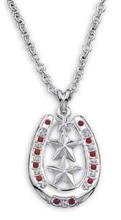 Montana Silversmiths Star Horseshoe Necklace, Red & Clear Rhinestones 