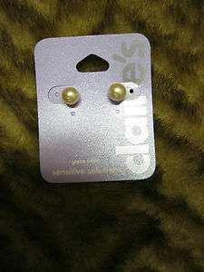 glass pearl sensitive solution earrings stud silver tone post classy 