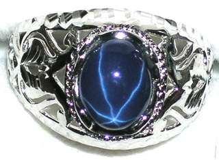 Mens Sapphire Star Sterling Silver 925 Ring  