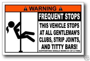 Strip Club funny JDM Warning Sticker Civic Decal CRX  