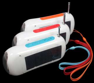 Solar Charger Flashlight 6 LED FM Radio 1500mAh USB NEW  