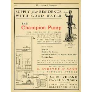   Jones H Strater Sons 70 Sudbury Champion Pump   Original Print Ad