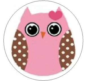 CUTE PINK & BROWN OWL~ 1 Sticker / Seal Labels  
