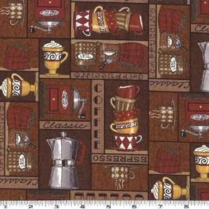  45 Wide Lotta Latte Coffee Patch Fabric By The Yard 