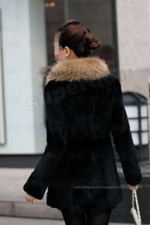 Vintage Real Rabbit Fur Coat jacket sheared black coon  