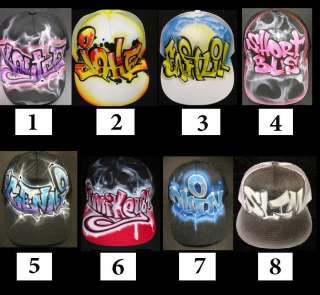  HATS Airbrushed name ball cap personalized sprayed graffiti tag bomber