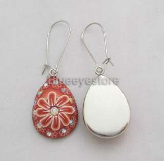 Fashion Red Oval Fimo Polymer Clay Hook Earrings  