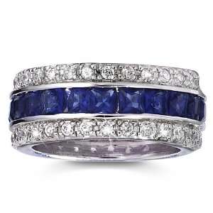  Simulated Sapphire and CZ Celestial Eternity Band Ring 
