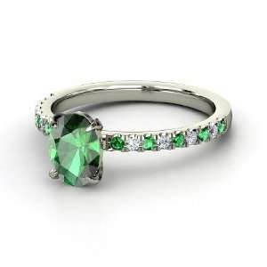  Colette Ring, Oval Emerald Platinum Ring with Emerald 