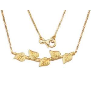    18k Gold Over Sterling Silver Leave On A Vine Necklace Jewelry