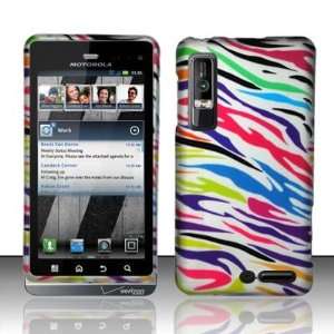  Rainbow Zebra Skin On Silver Premium Design Motorola Droid 