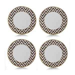  Mikasa Color Studio Brown/Gold Zigzag Accent Plate, Set of 