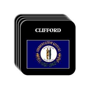   State Flag   CLIFFORD, Kentucky (KY) Set of 4 Mini Mousepad Coasters