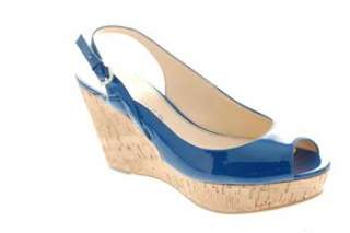 Marc Fisher NEW GENOA3 Womens Wedges Sandals Blue Designer Medium BHFO 
