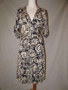 NWT Diane von Furstenberg Shilo Wrap Dress 12 Sailors Floral Navy Silk 