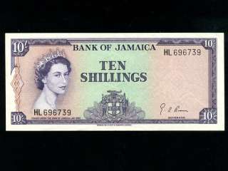JamaicaP 51B,10 Shillings,1964 * Queen Elizabeth *  