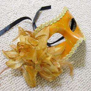 Orange Gold Flower Cosplay Venetian Masquerade Mask  