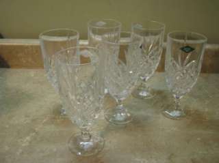 New SHANNON WATER GOBLET SET OF 6 Crystal Glasses IRELAND Lot ICED 