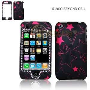  Black with Pink Shimmering Stars Design Rubber Feel with 