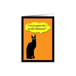   Happy Halloween Party Black Kitty Cat With Cool Eye Glasses Card