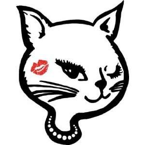  White Kiss Cool Cats Head Magnet, Dimensions: 4 3/8 X 6 