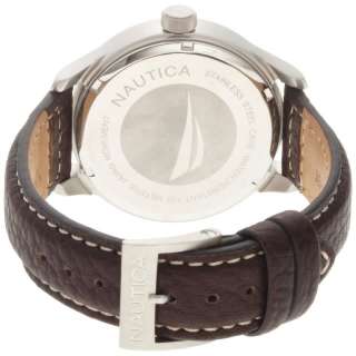 Nautica N12564G BFD 101 Date Tan Dial Brown Leather Mens Watch  
