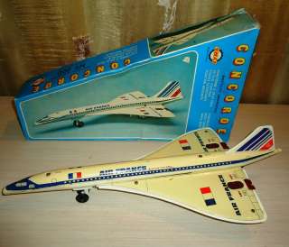   Vintage 60s LYRA Tin TOY, AIR FRANCE CONCORDE Plane (In box)  