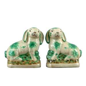   Style Pair of Green Hares Statue and Sculpture, 8 in.: Home & Kitchen